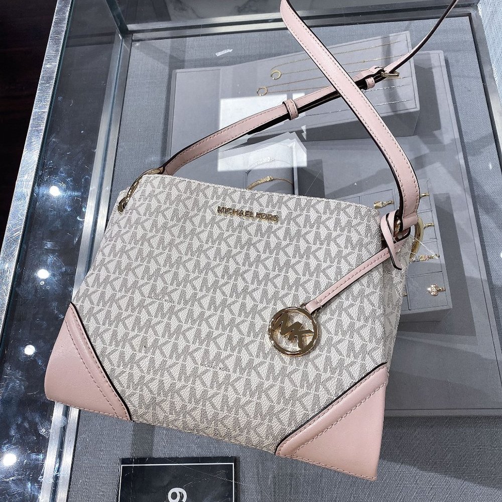 MK Nicole LG Triple Compartment Crossbody Bag Pink